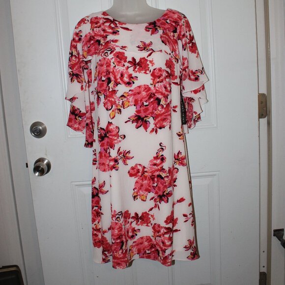 madison leigh Dresses & Skirts - Madison Leigh Ivory and Coral Floral Dress Women's Size 10 New with Tags